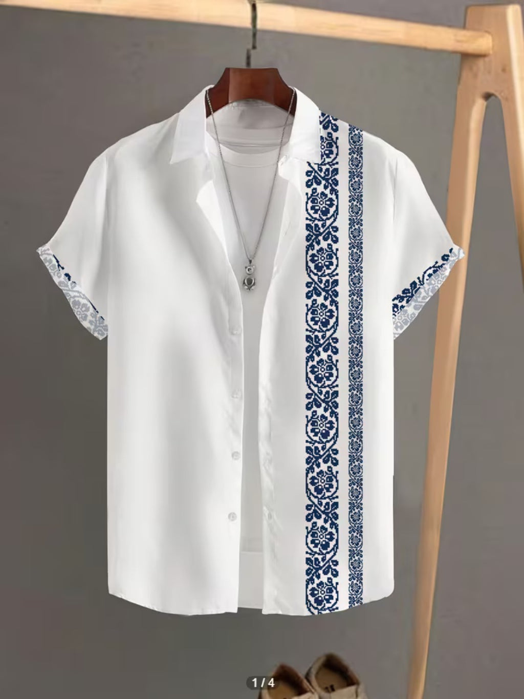 Hawaiian Print Men's Casual Shirt - Short Sleeve Button-Up Design, Vibrant Colors, for Summer Outdoor and Casual Wear, Machine Washable