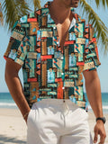 Colorful Geometric Pattern Men'S Casual Shirt Tropical Beach Style Summer Vacation Wear