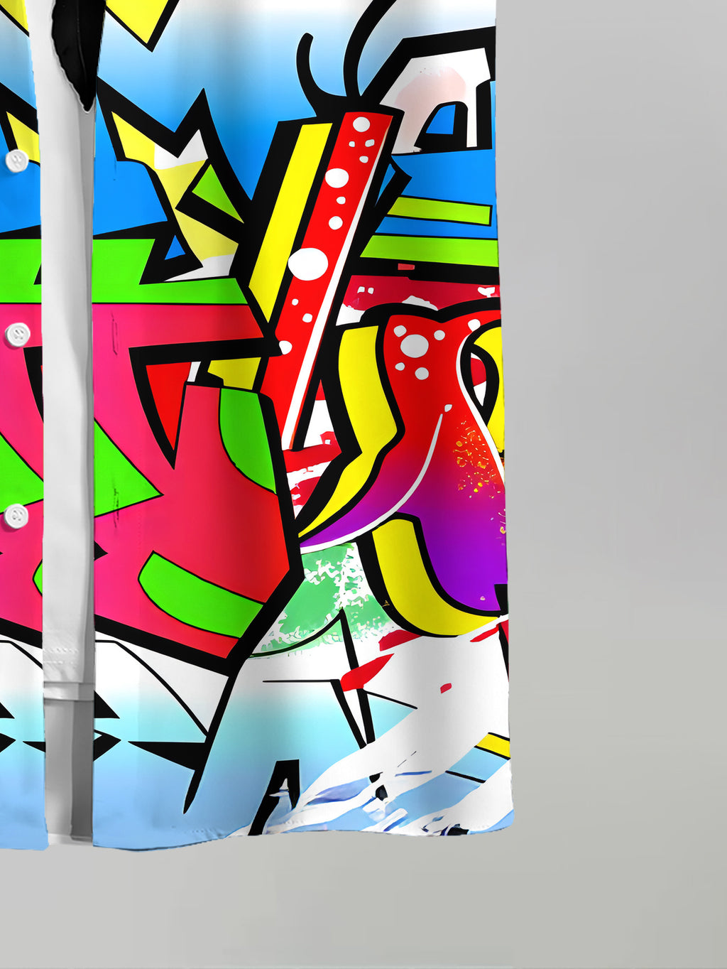 Colorful Graffiti Style Men'S Casual Shirt with Bold Urban Art Design Summer Vibrant Streetwear Pattern