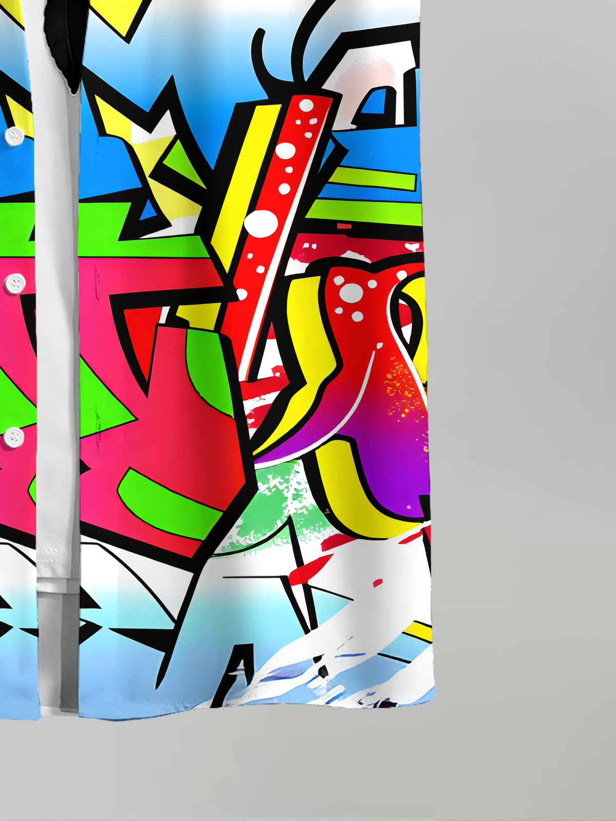 Colorful Graffiti Style Men'S Casual Shirt with Bold Urban Art Design Summer Vibrant Streetwear Pattern