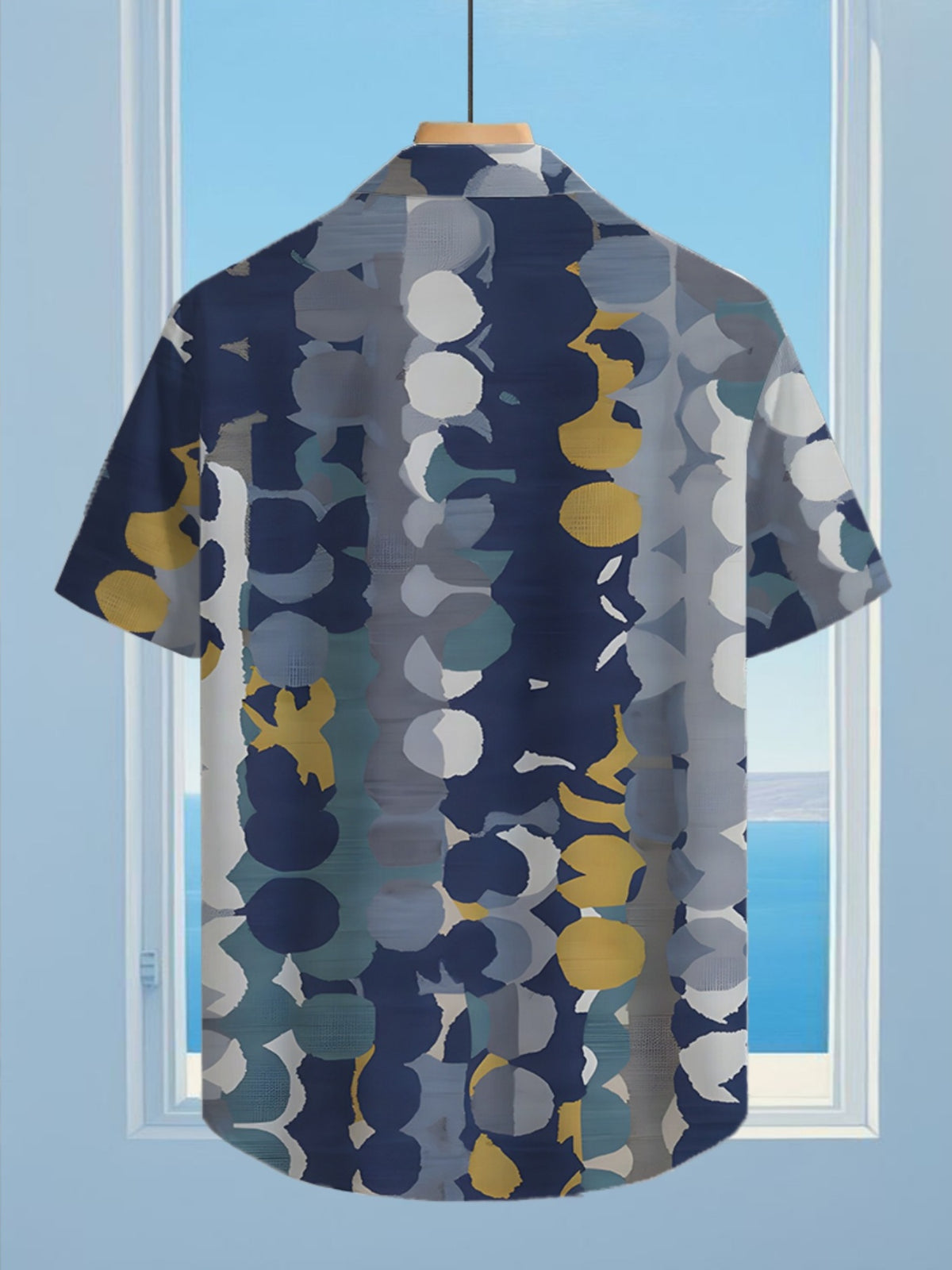 Men'S Casual Shirt with Anime Circular Prints - Short-Sleeve Button Design, Suitable for Summer Outdoor And Casual Wear, Perfect for Everyday Outfits