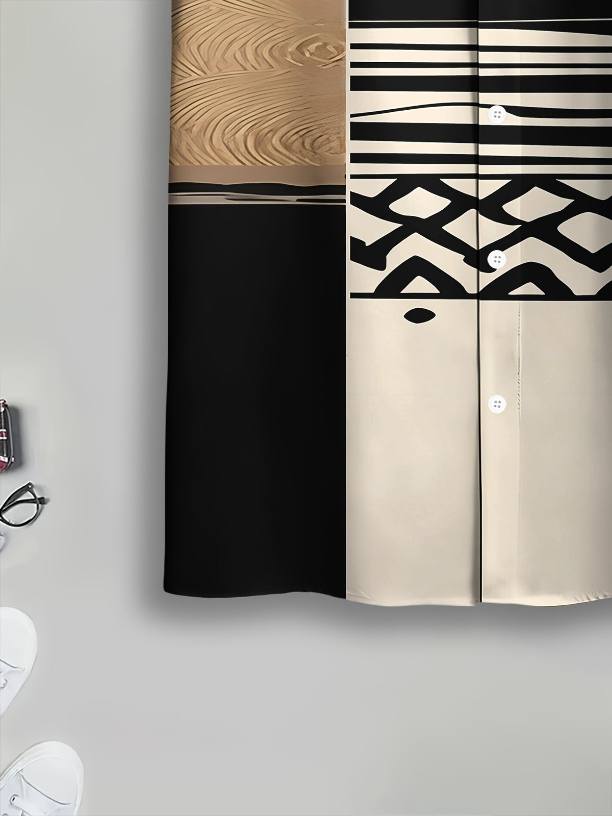 Men'S Casual Shirt, Abstract Animal And Geometric Patterns Print, Summer Bold Design with Leopard Stripes And Tribal Motifs