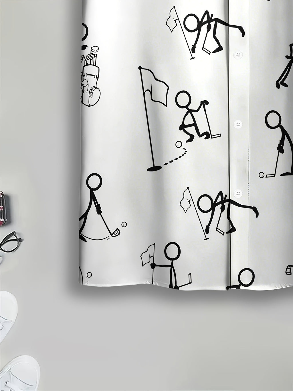 Casual Style Men's Casual Shirt Print Stick Figure Golfing Pattern Summer Playful Cartoon Design