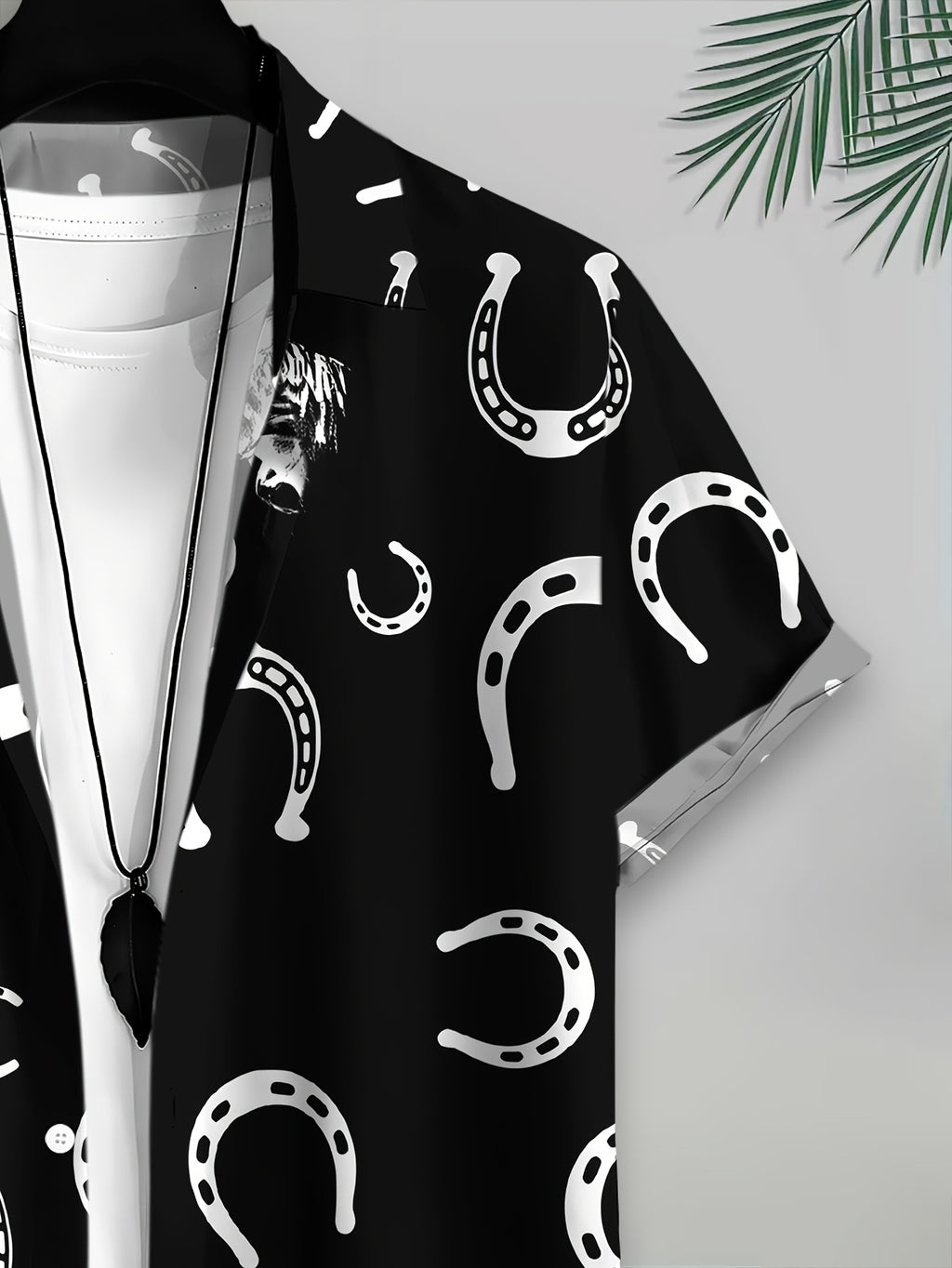 Casual Style Men'S Shirt with Horseshoe Print, Summer Bold And Fun Design