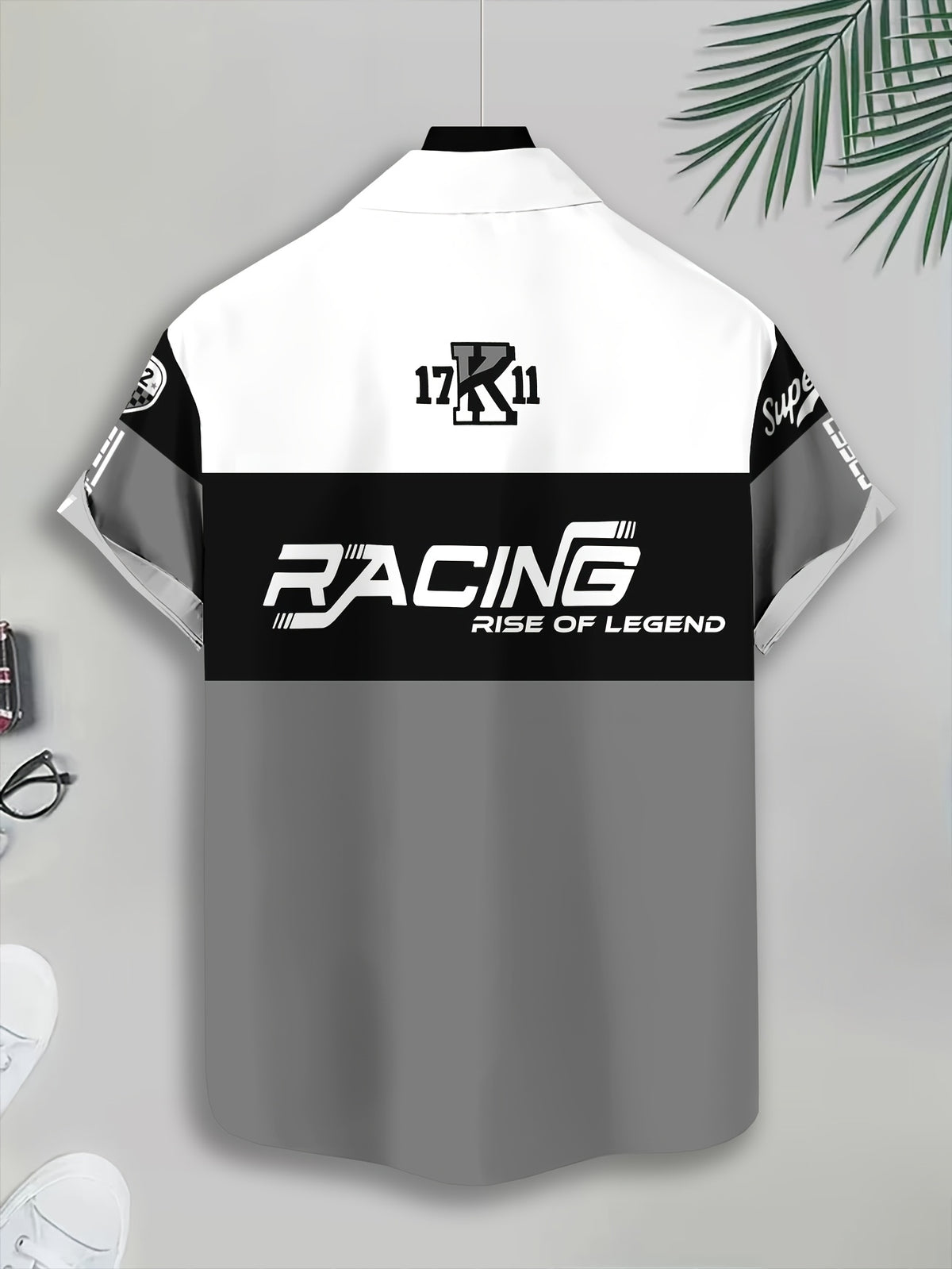 Racing-Style Men'S Casual Shirt Print, Multiple Color Options, Speed Racing Legend Text And Logo Design, Bold Summer Graphics, Fast Speed And Winning Glory Pattern