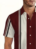 Modern Men's Casual Button- Shirt - Stylish Vertical Stripe Design with Balanced Contrast and Even Spacing, Dark Base Color, Perfect for Smart Casual Wear, a Summer Essential, and Machine Washable