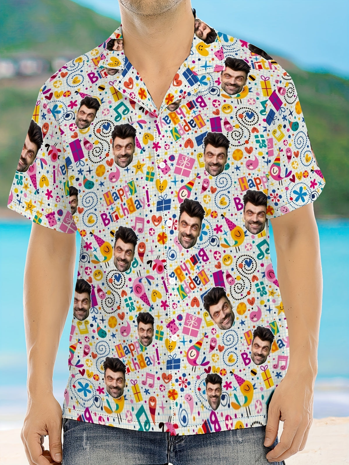 Custom Ersonalized Photo Hawaiian Shirt Dog Cat Face Holiday Tropical Pattern Shirt for Men Women Birthday Bachelor Party Gift Summer Gift
