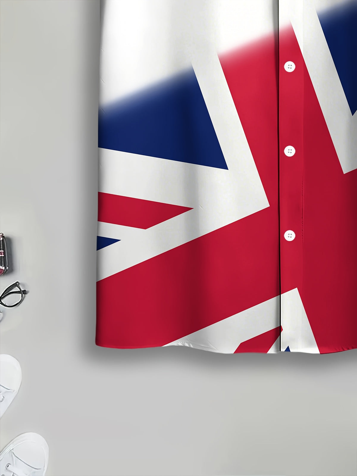 Casual Style Men's Casual Shirt Print White England Flag And Lion Emblem Summer Vibrant Union Jack Design
