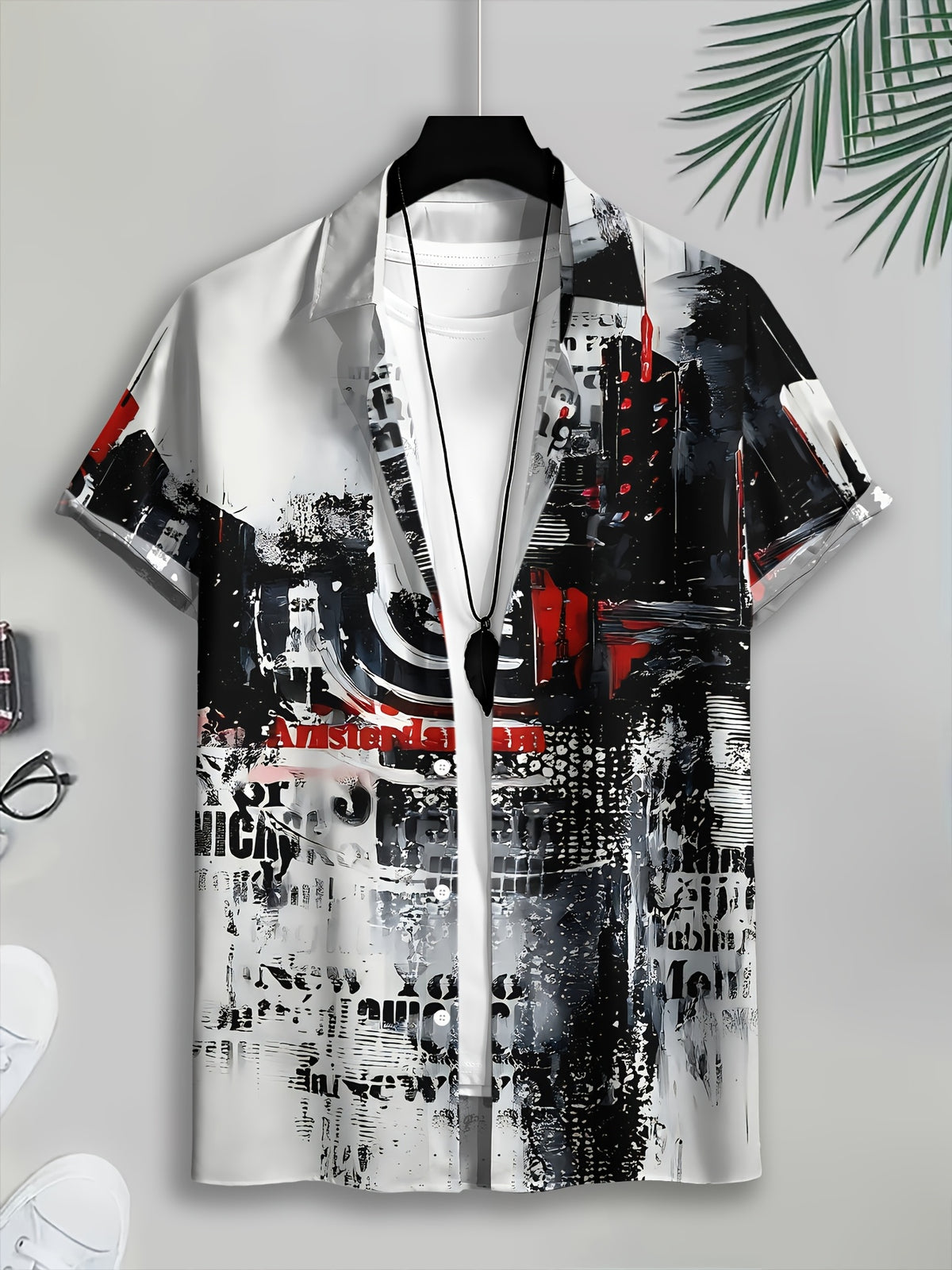 Men's Casual Shirt Print Urban Graffiti Art Design Summer Bold Cityscape And Text Pattern