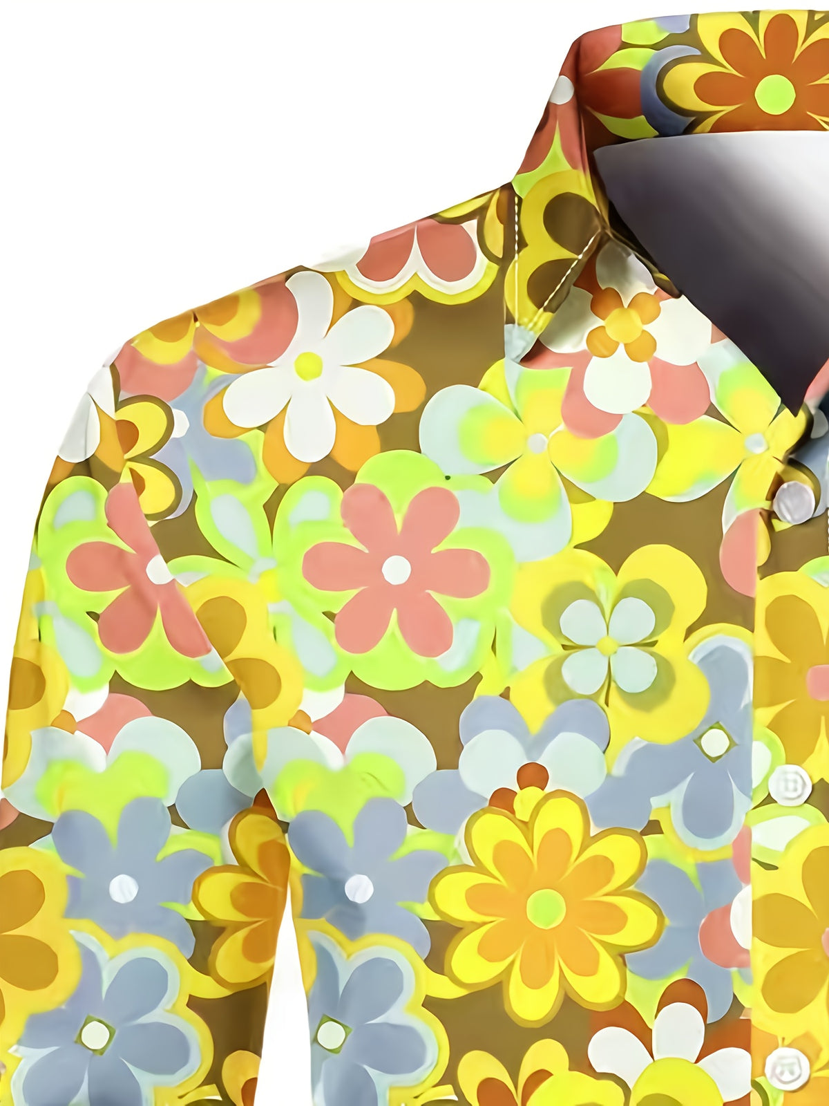 Men's Long Sleeve Shirt Flower Print Shirt