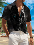 New Men'S Casual Short-Sleeve Shirt, Lightning in The Rainy Night, Blue-Eyed Black Tiger Wading In, Perfect for Holiday Gatherings And Commuting, Versatile Casual Top, Made of Machine-Washable Polyester Fabric, Button-Print Shirt