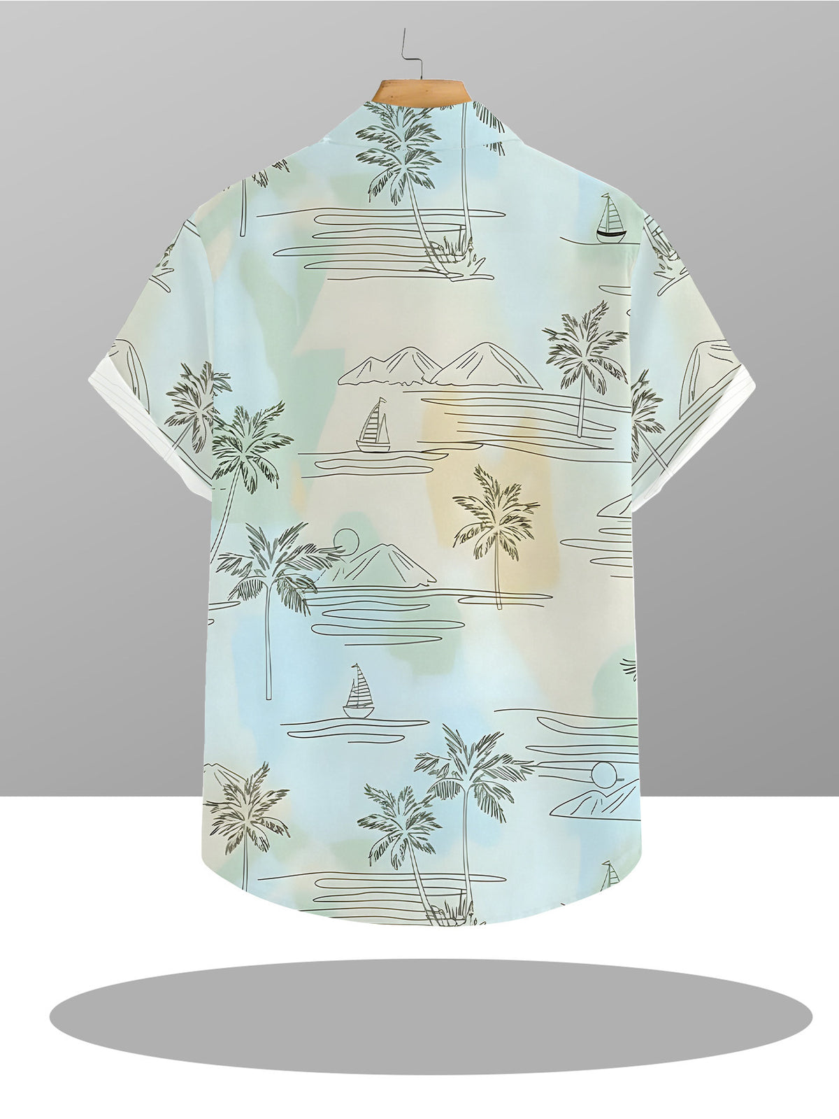Men'S Fashionable Summer Shirt Bright Beach Print Lightweight Casual Top with Collar for Vacation