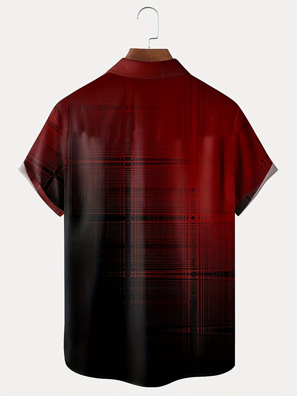 Vintage Red Gradient Texture Men's Button-up Pocket Shirt, PLUS SIZE