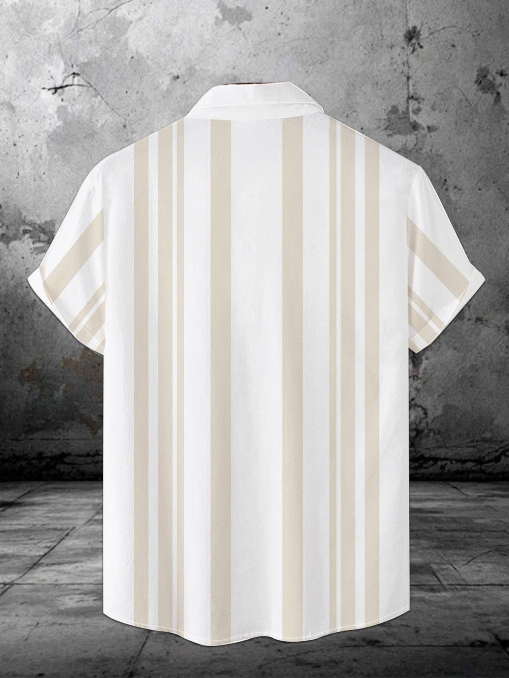 Men's Short-Sleeve Printed Shirt, Fashionable Casual Lapel Striped Top, New Summer Trendy Breathable Thin Shirt for Young Men