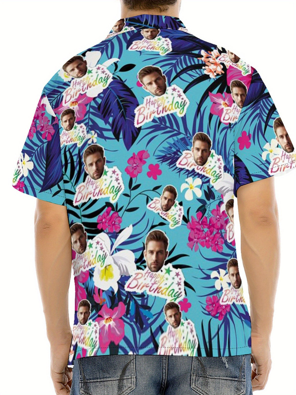 Custom Face Hawaiian Shirts For Men | Personalized Summer Button Up Shirts With Portrait Pattern, Casual Style, Regular Fit, Ideal For Birthday, Anniversary, Vacation Gifts