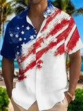 Gradient Flag Print Men'S Plus Size Button-Pocket Short Sleeve Hawaiian Shirt
