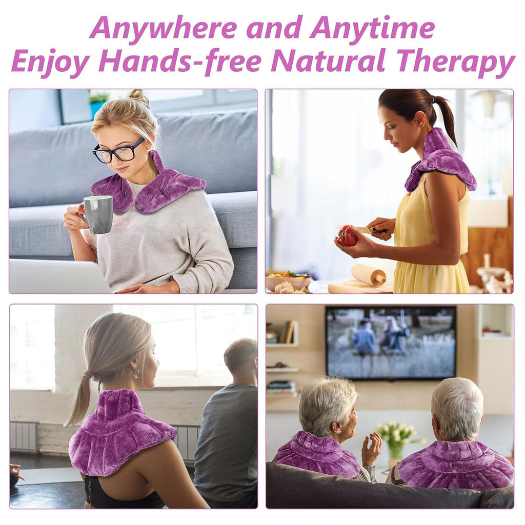 Neck Heating Pad Microwavable, 3 Colour Shoulder Heating Pads, Neck Warmer Neck Wrap Microwavable With Moist Heat, Blue, Purple, Grey