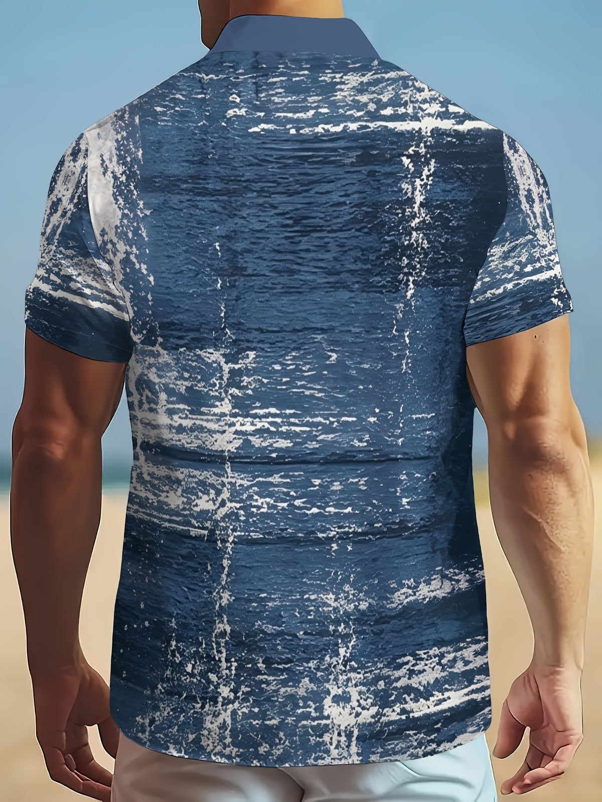 Summer Casual Shirt, Men's Versatile Daily Commute Top, Fashionable Men's Dress Shirt, Color-block Printed Short Sleeve
