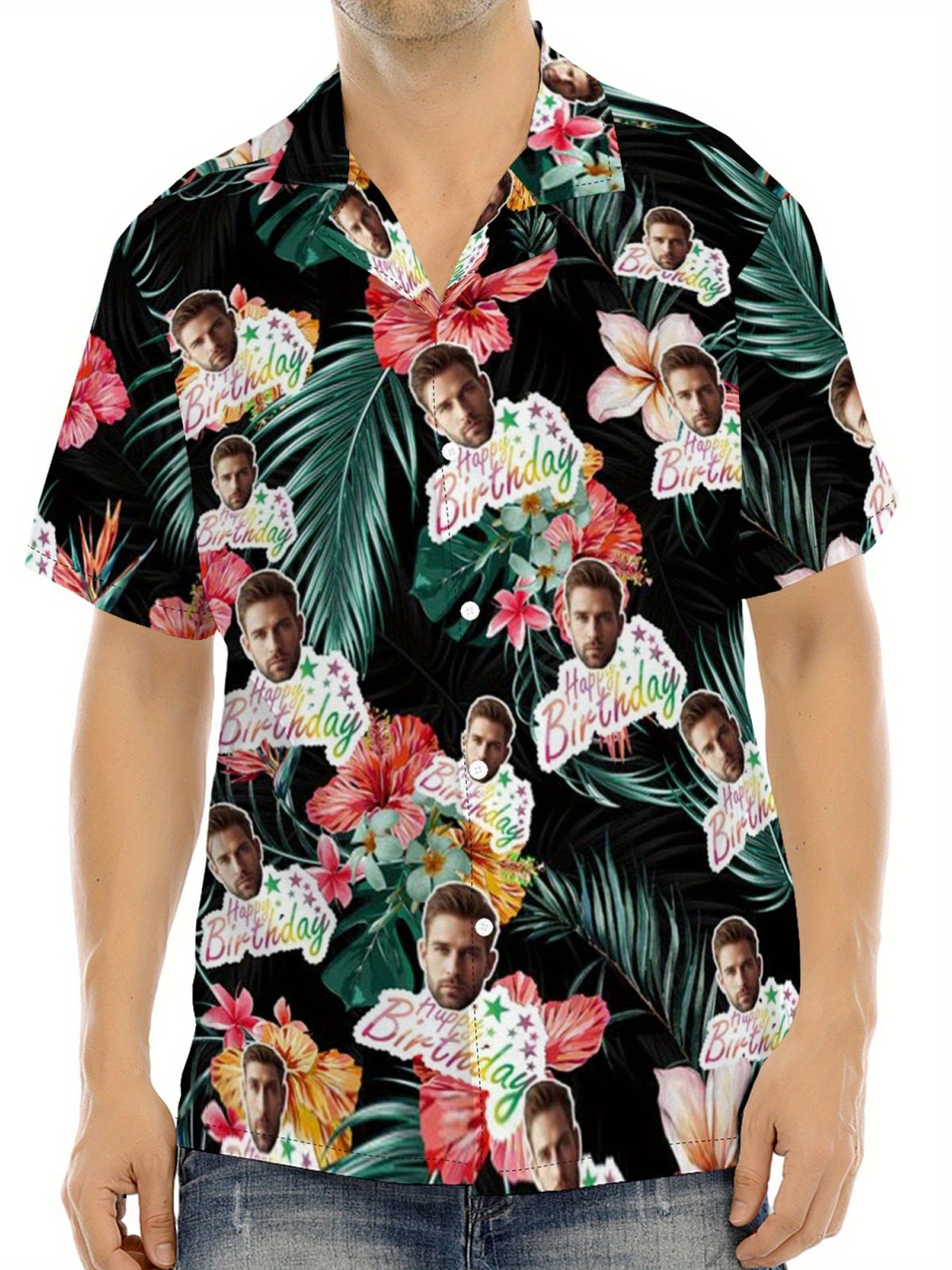 Custom Face Hawaiian Shirts For Men | Personalized Summer Button Up Shirts With Portrait Pattern, Casual Style, Regular Fit, Ideal For Birthday, Anniversary, Vacation Gifts