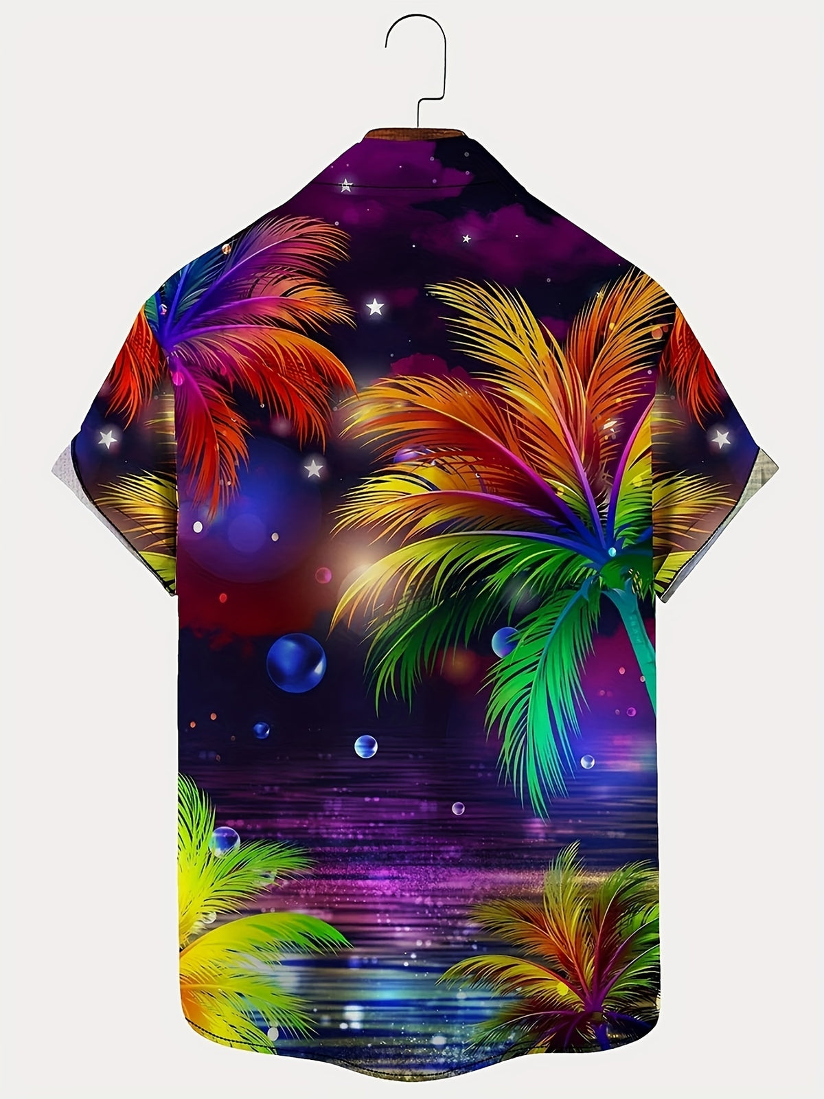 New Men's Hawaiian Coconut Tree Sunset Scenery Vacation Button-Up Shirt with Trendy T-Shirt, Versatile for Daily Wear All Seasons, Suitable for Relaxing at Home or Outings,  and Youthful Look, Easy to Create a Casual and Trendy Style