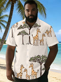 [Print Design - Not Texture] Short Sleeve Shirt Men'S Trendy Digital Print Short Sleeve Shirt Giraffe Tree Easy Pattern Fashionable And Atmospheric Clothing/Apparel/Summer/Street/Trendy/Men'S/Print