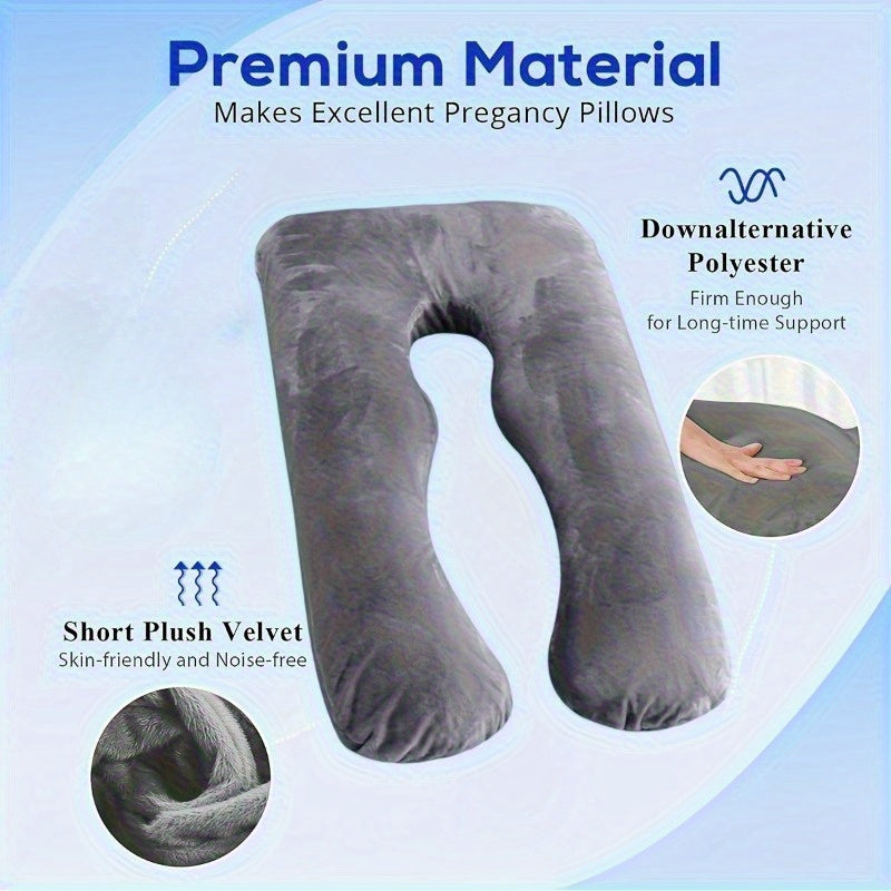 1pc Maternity U-Shaped Lumbar Pillow - Thick Support Cushion for the Lower Back, Comfortable Neck Pillow, Island Sea Island Cotton, Machine Washable, Gray, Maternity Cushion, Suitable for 25 Scenarios