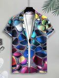 Men'S Casual Shirt, Print with Colorful Abstract Patterns, Summer Vibrant Geometric Design