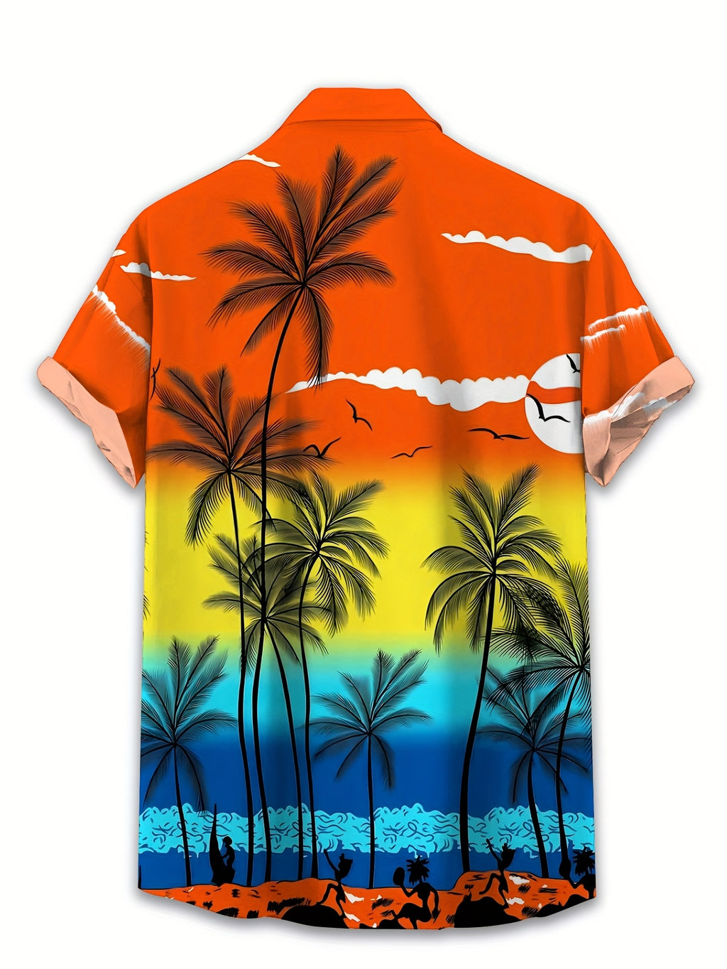 New Men'S Hawaiian Vacation Shirt, Beach Sunset Casual Collar Shirt, Daily Versatile Style for All Seasons, Suitable for Home Relaxation And Outdoor Play, Individual Youthful And Timeless, Easily Creating a Casual Trendy Look