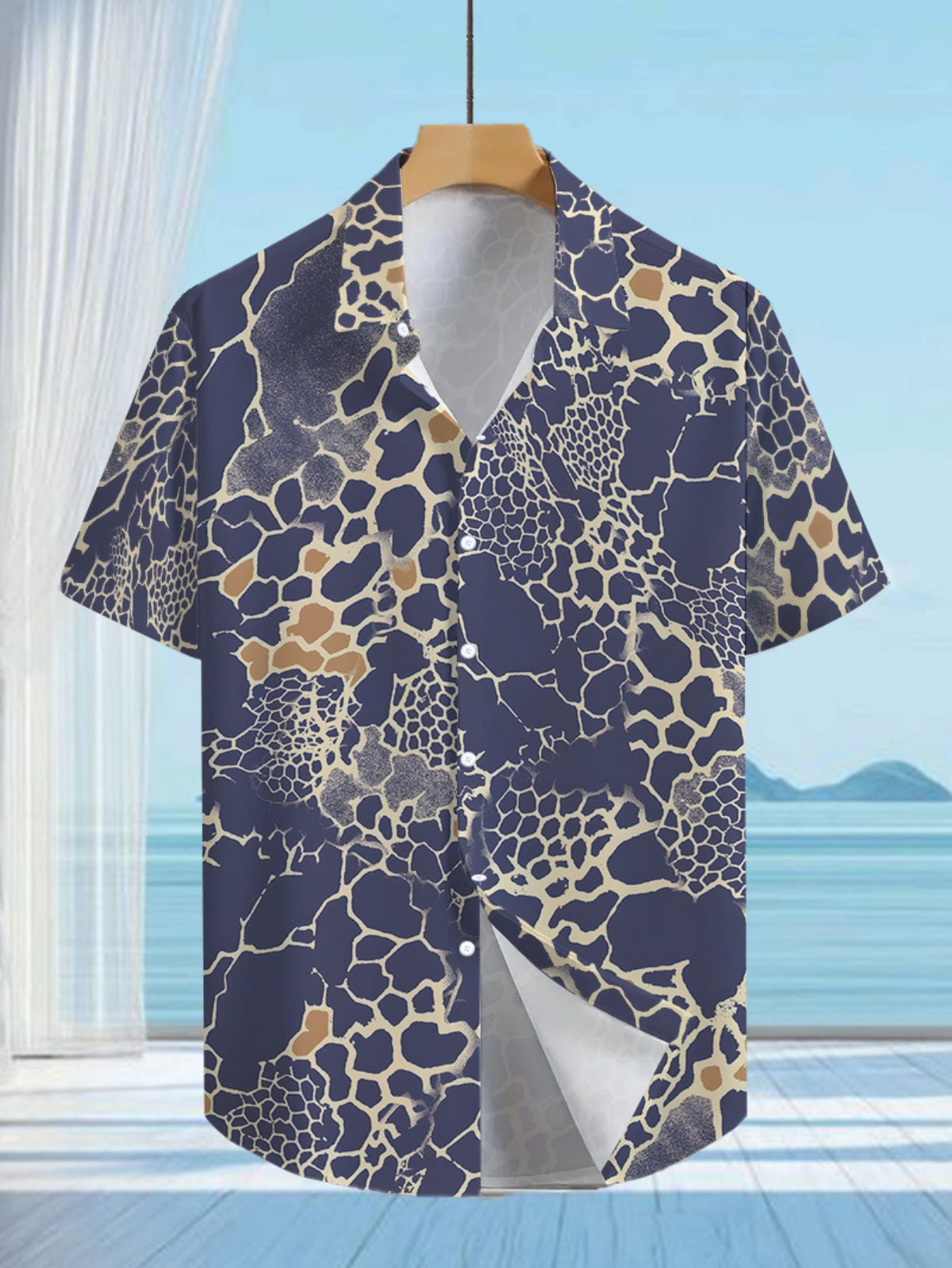Men'S Casual Shirt with Textured Elements And Fun Prints - Short-Sleeve Button Design, Suitable for Outdoor And Casual Wear in Summer, Perfect for Everyday Outfits