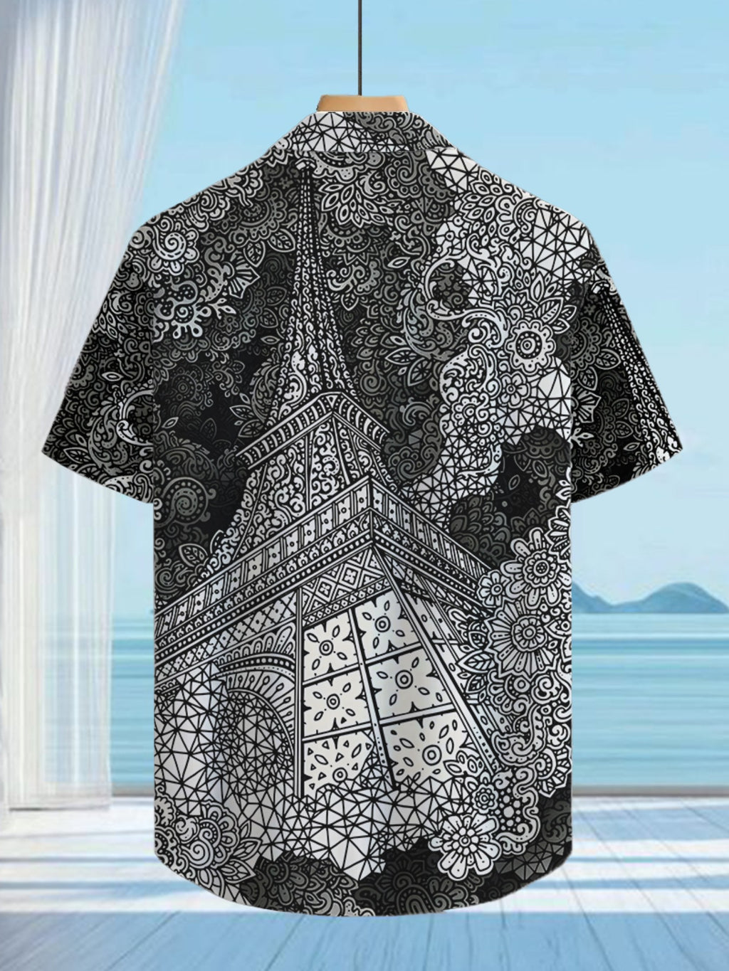 Men's Tropical Paisley Print Short Sleeve Button- Shirt - Loose Fit Collar Summer Beach Shirt with Full-Body Leaf & flower Patterns, Casual Outdoor Wear for Hawaiian Vacations & Everyday Use (Non-Stretch Fabric)