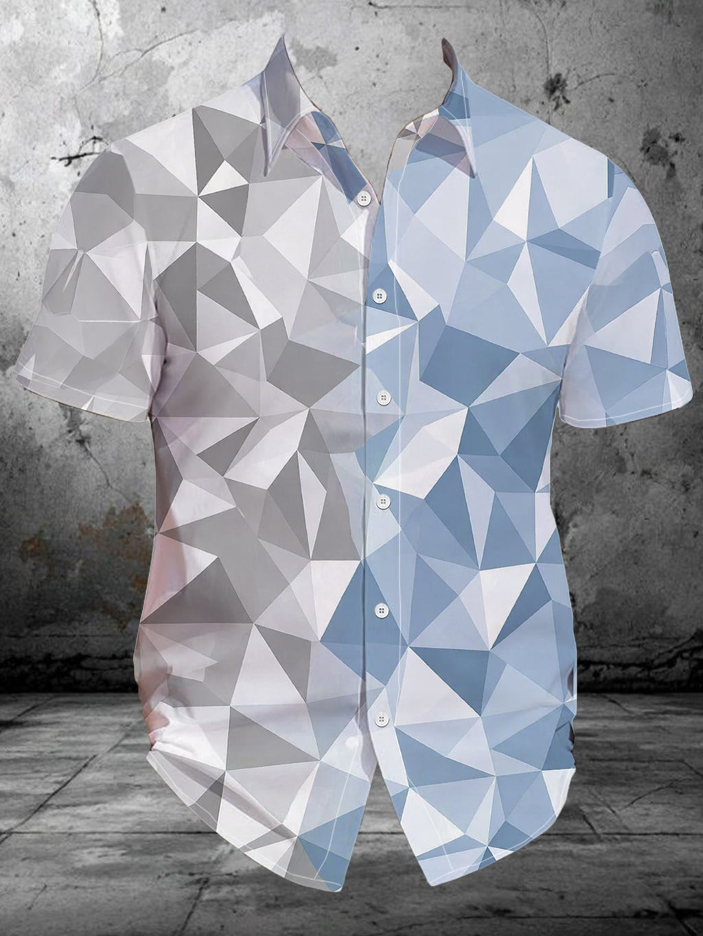 Men'S Summer Fashion Digital Print Short Sleeve Shirt with Geometric Pattern Design, Casual Loose Thin Breathable Top