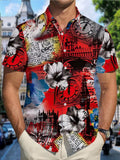 Vintage Style Tie-Dye Print, Fashionable Tropical Hawaiian Shirt for Summer - Short Sleeve, Casual Button-Up for Men, Lightweight for Summer Adventures