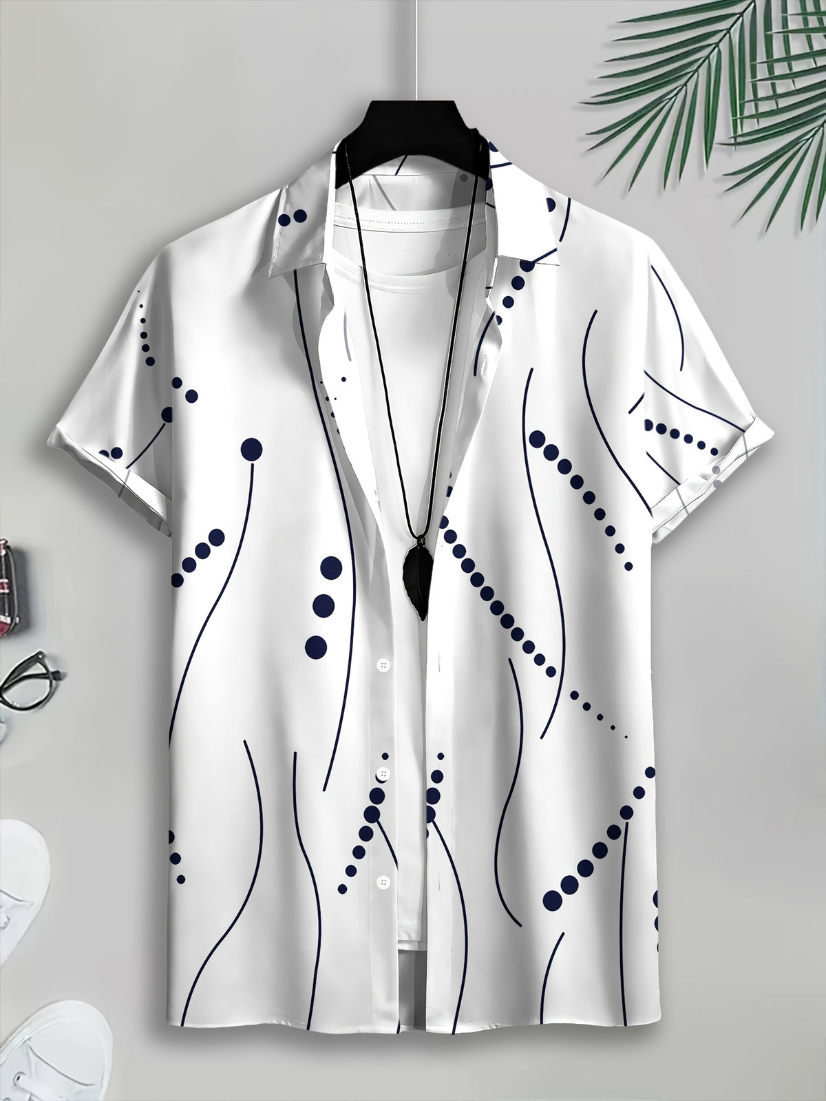 Casual Style Men's Casual Shirt Print Abstract Dots And Lines Summer Pattern Highlight