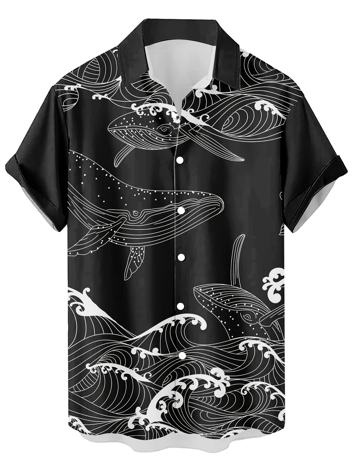 New Ocean Whale Vintage Pattern Print Men's Casual  Hip-Hop Rock Streetwear Hawaiian Shirt. Suitable for Daily Commutes, Casual Outings, Dates, Friend Gatherings, and Shopping. Easily Handles All Scenarios and Meets All Summer Outfit Needs!