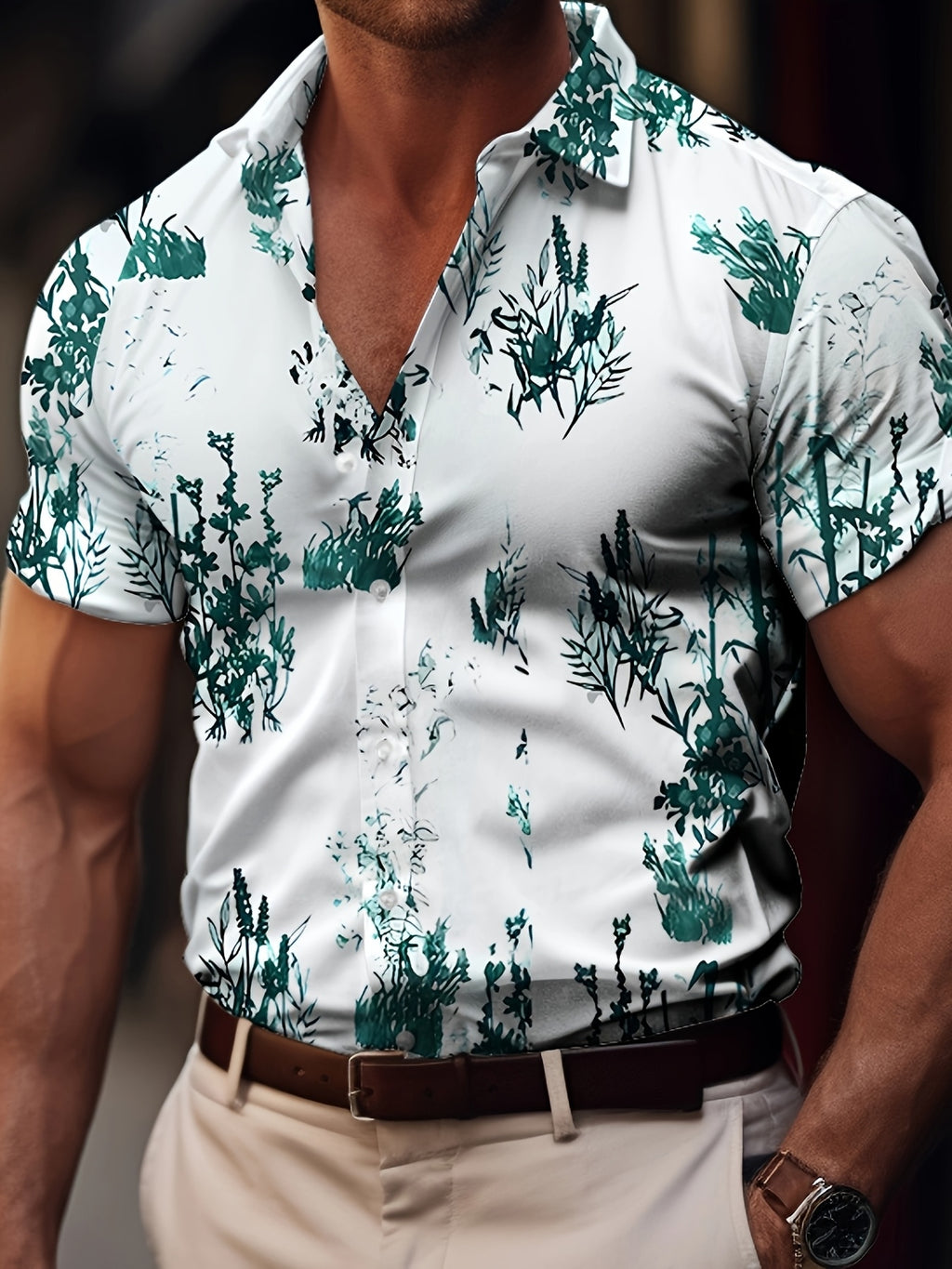 Summer New Men's Short Sleeve Hawaiian Shirt Fashion Casual Tropical Floral Pattern Design Men's Top