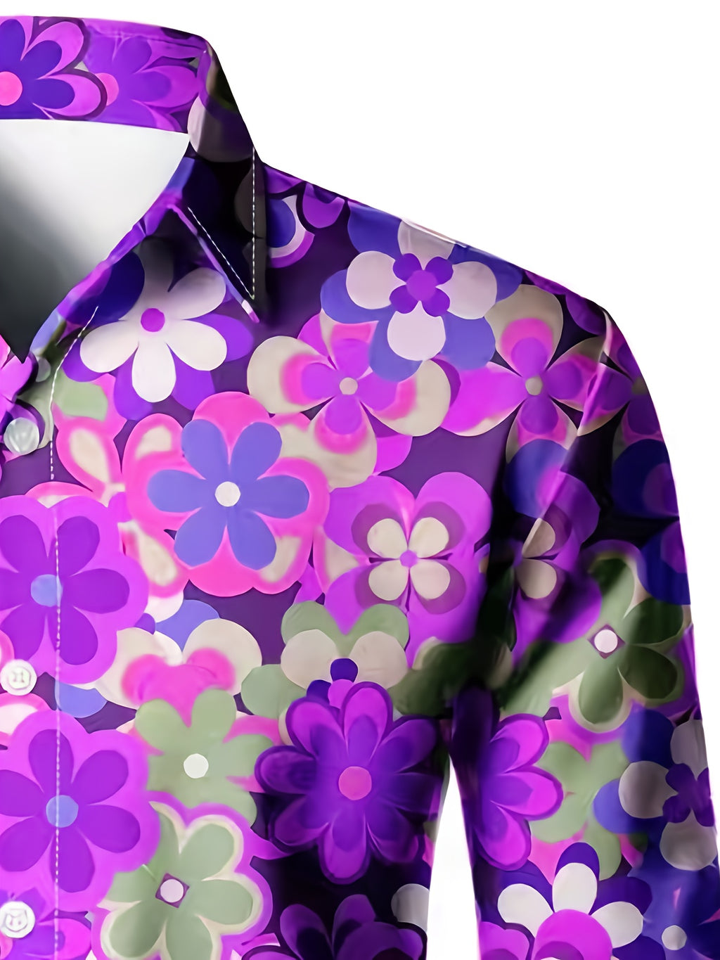 Men's Long Sleeve Shirt Flower Print Shirt