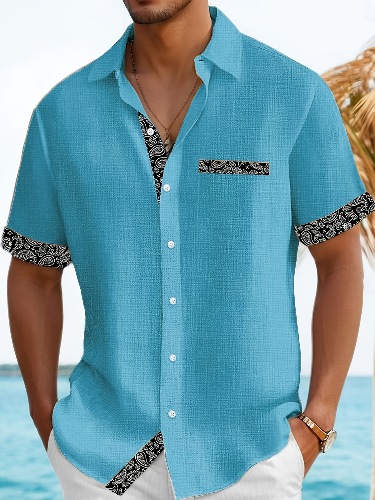 Vintage Cashew Floral Print Men'S Plus Size Lightweight Button-Up Vacation Hawaiian Shirt