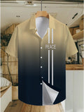 Hawaiian Men'S Casual Shirt in a Yellow And Black Gradient Print, Featuring a Formal Cut with a Collar And Button Front, Suitable for Holidays And Outdoor Activities