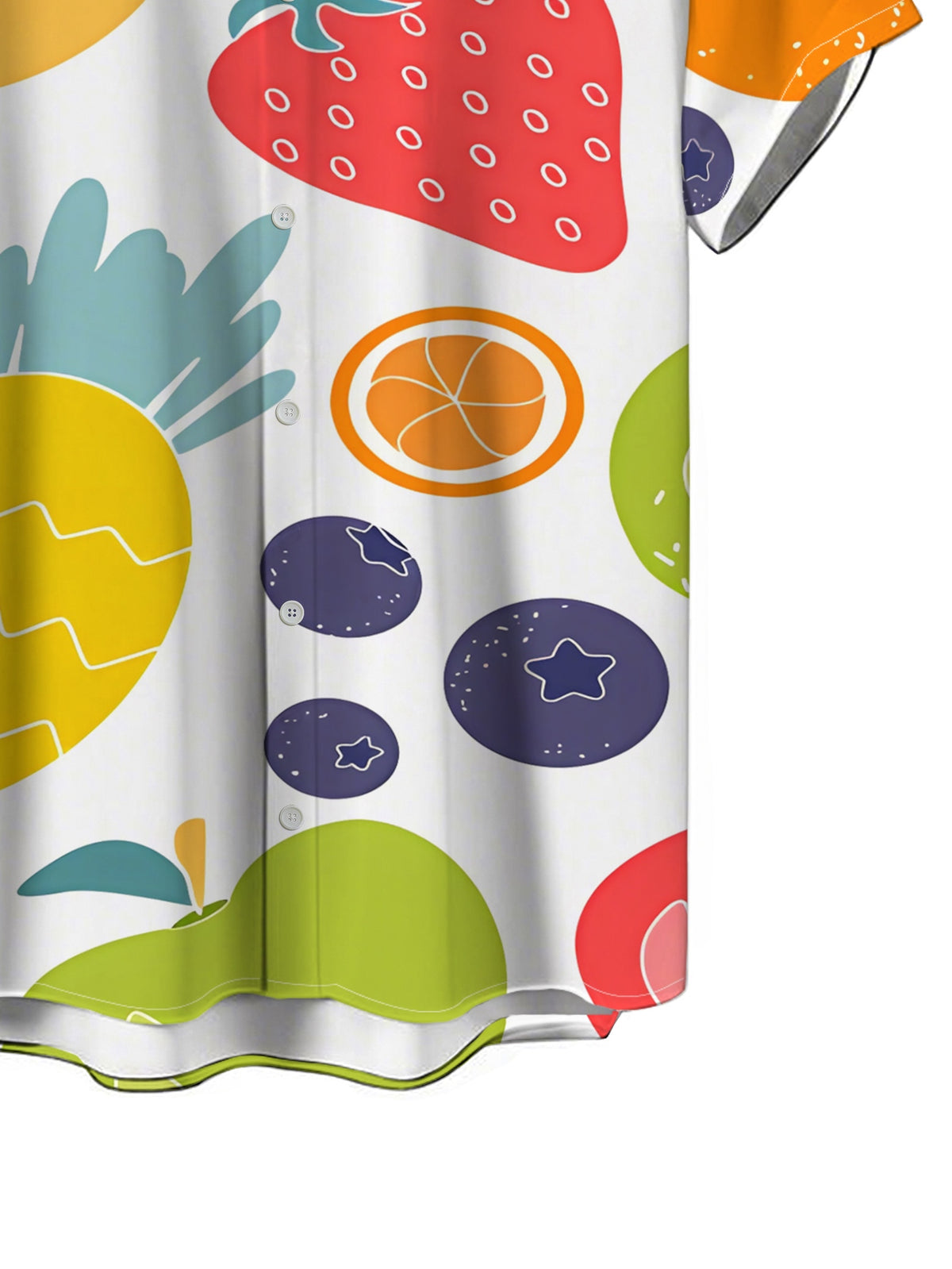 New Men'S Short Sleeve Shirt - Untextured - Colorful Fruit Pattern Cute Warm Print, Fashionable Easy Short Sleeve, Button-Up, Casual Lapel Shirt, Fashionable And Versatile, Suitable for Dates, Beach Vacations, Perfect Gift for Men