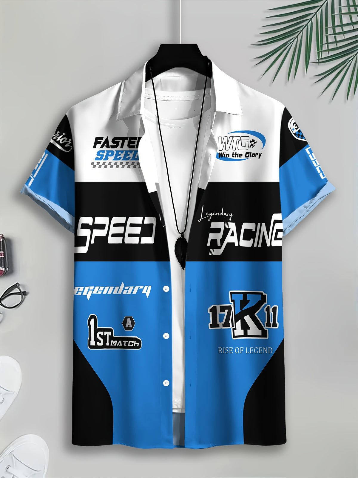Racing-Style Men'S Casual Shirt Print, Multiple Color Options, Speed Racing Legend Text And Logo Design, Bold Summer Graphics, Fast Speed And Winning Glory Pattern