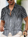 Men'S Casual Shirt, Abstract Wave Pattern Print, Summer Sparkling Texture Design