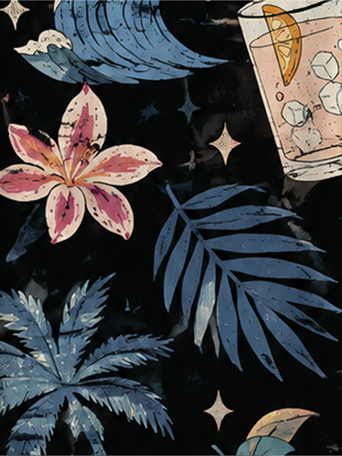 Men'S Sun-Themed Printed Button-Up Shirt, Featuring Palm Tree, Wave, And Floral Designs, Lightweight Casual Shirt, Suitable for Year-Round Wear
