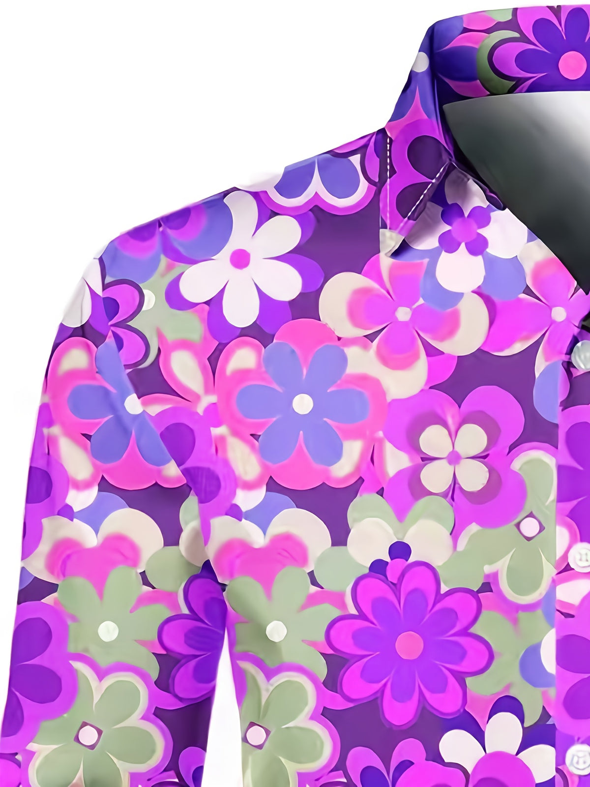 Men's Long Sleeve Shirt Flower Print Shirt