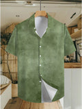 Vintage Hawaiian Style Green Ombre Print, Fashion Tropical Hawaiian Shirt - Short Sleeve, Casual Button- Men's Shirt, Lightweight Polyester for Summer Adventures