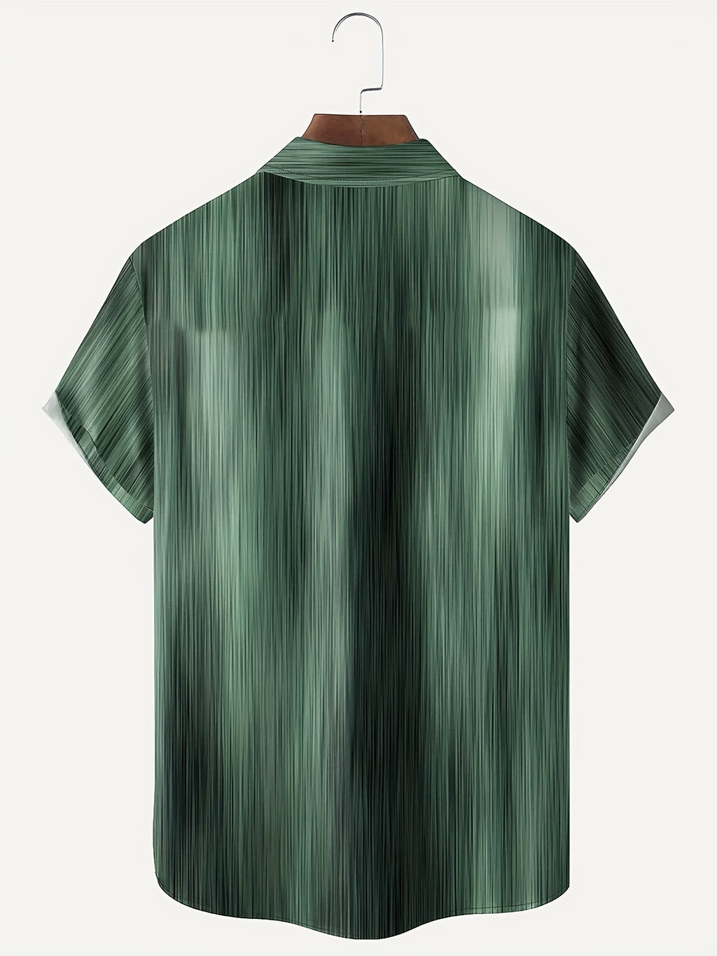 Vintage Gradient Stripe Texture Men's Button Pocket Shirt, PLUS SIZE