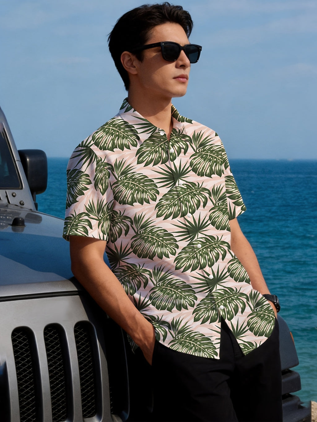 New Summer Short Sleeve Shirt, Men'S, Hawaiian Style, Youthful Beach Casual, Men'S Top Suitable for Daily Commute, Casual Outing, Dates, Friend Gatherings, Shopping, Easily Mastering All-Scene Summer Dressing Needs