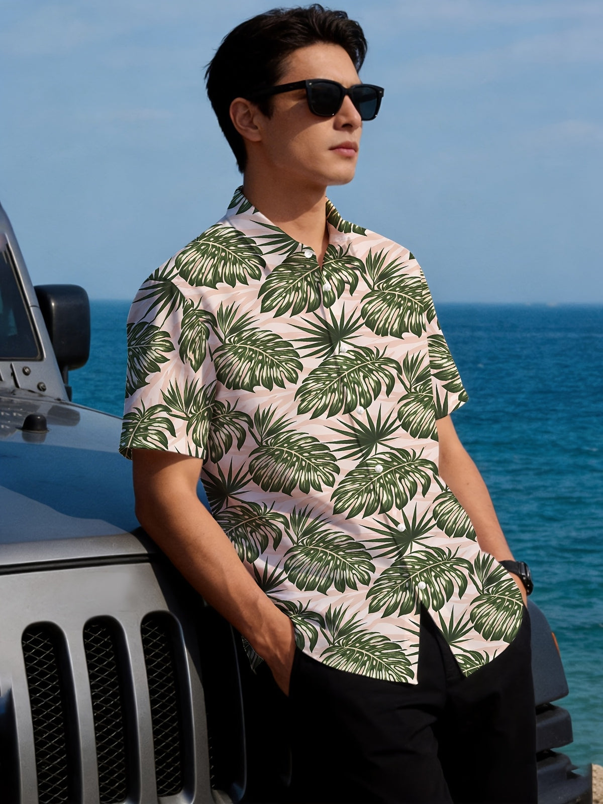New Summer Short Sleeve Shirt, Men'S, Hawaiian Style, Youthful Beach Casual, Men'S Top Suitable for Daily Commute, Casual Outing, Dates, Friend Gatherings, Shopping, Easily Mastering All-Scene Summer Dressing Needs