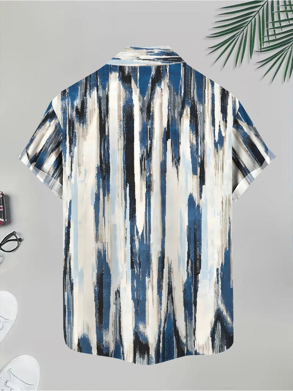 Abstract Striped Pattern Men's Casual Shirt Summer Beach Wear Light And Breathable Design for Warm Weather Outings