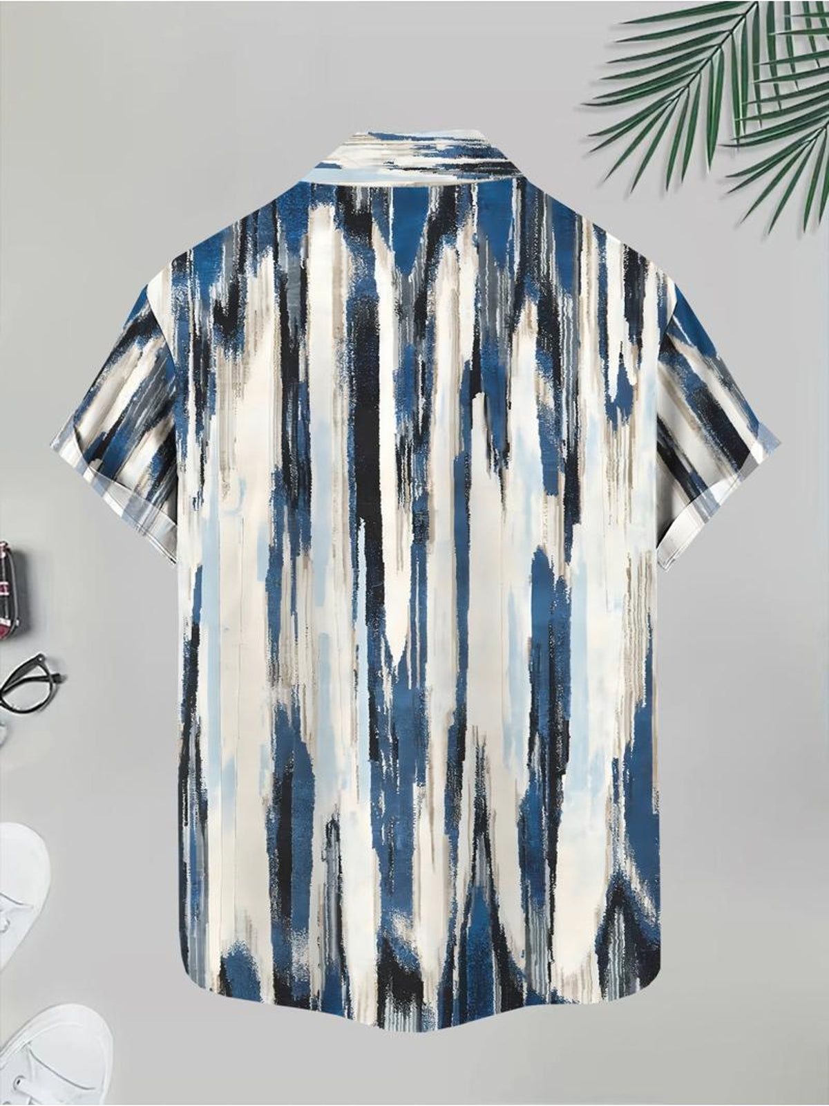 Abstract Striped Pattern Men's Casual Shirt Summer Beach Wear Light And Breathable Design for Warm Weather Outings