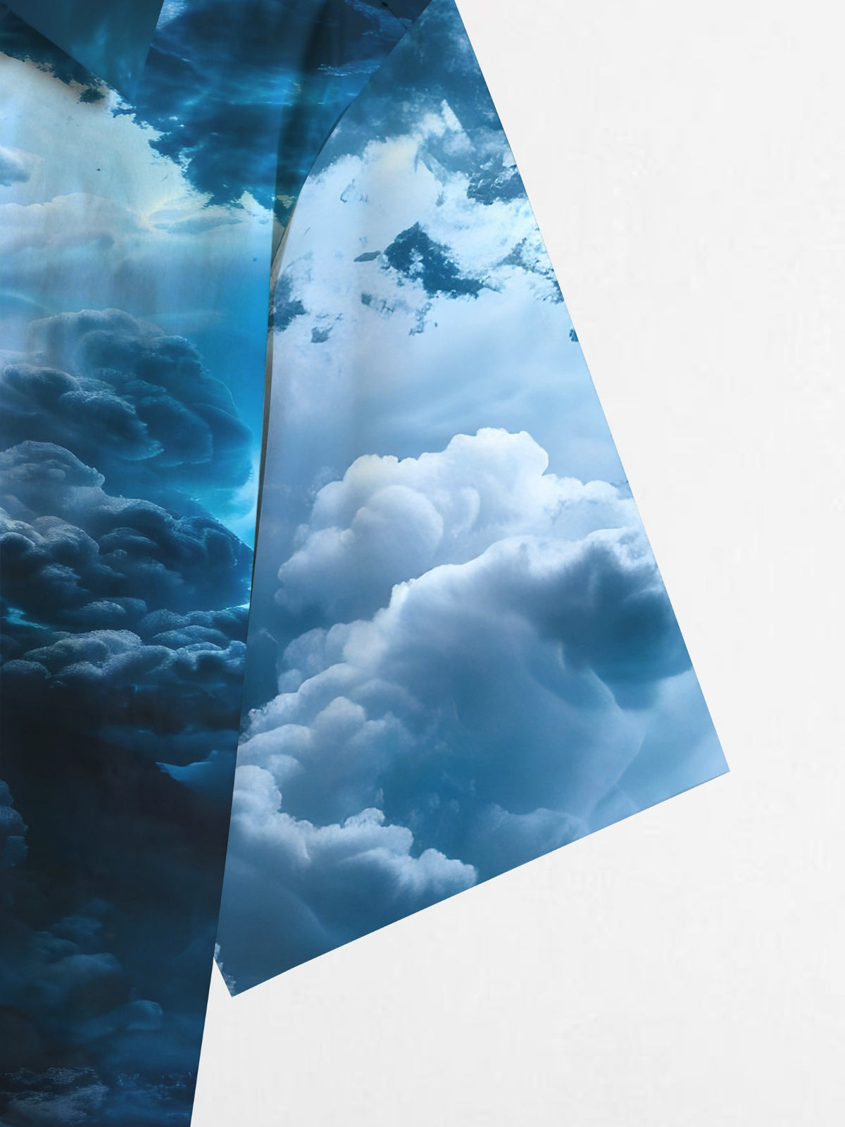 Men's Casual Anime Shirt with Blue Sky and White Clouds Hawaiian Pattern, Regular Fit Lapel Collar, Outdoor Travel Apparel